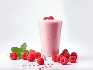 Refreshing & Healthy Strawberry-Raspberry Yogurt Smoothie Delight Generative AI
