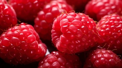 fresh raspberries background, adorned with glistening droplets of wate, copy space, 16:9