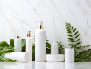 Fototapeta na wymiar Uncover the Secret to Glowing Skin: Essential Cosmetics Every Bathroom Needs! Generative AI