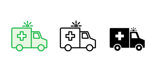 Ambulance icon set. ambulance truck icon vector. ambulance car