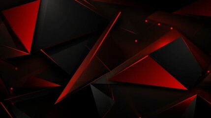 Abstract black polygon red light futuristic technology design background vector illustration. 