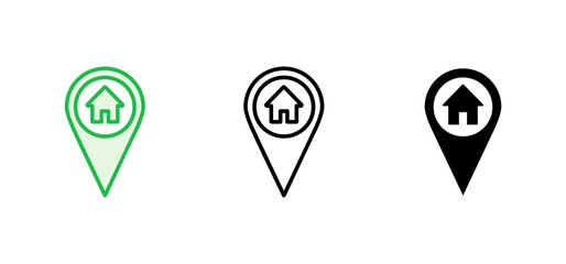 Address icon set. home location icon vector