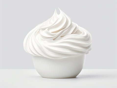 Mesmerizing Image of Whipped Cream - Pure Indulgence on a White Canvas Generative AI
