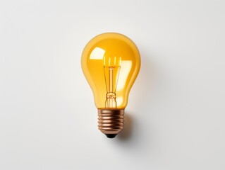 Illuminating Creativity: Captivating Yellow Light Bulb on a Pristine White Background Generative AI