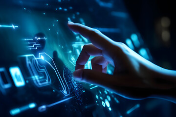 Data Processing, digital technology, internet network technology concept. Neural network AI generated