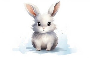 Little white bunny on light background