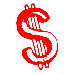 Red dollar icon isolated on white background. Illustration.