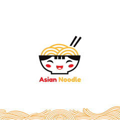Asian girl noodles logo, noodles logo vector