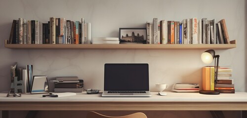 A modern, uncluttered workspace with a laptop.