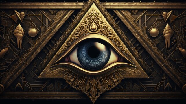 golden illuminati, golden eye,  high quality, 16:9