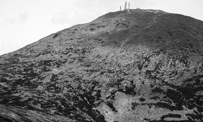 Mount Washington summit, New Hampshire in black and white