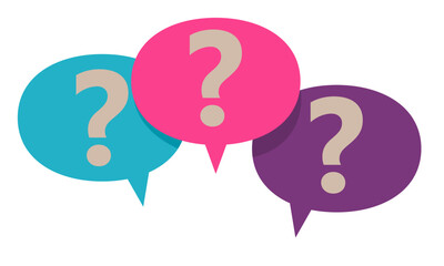 Question mark icon in flat style. Faq vector illustration. Ask help sign business concept. Question bubbles. Quality design element. Help speech. Discussion speech bubble vector illustration