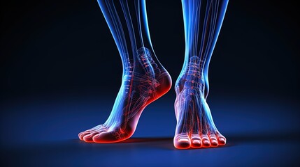Pain in the foot, expressed by a characteristic posture - obrazy, fototapety, plakaty
