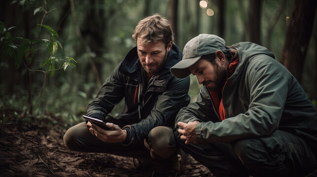 Nature Behavior Research: A photo of scientists using technology to study and protect wildlife and
