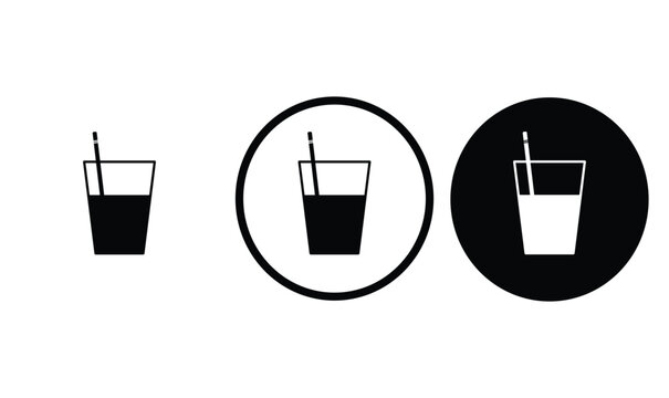 icon soft drink black outline for web site design 
and mobile dark mode apps 
Vector illustration on a white background