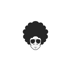 Afro Hair man with aviator glasses Logo Symbol Design Template Flat Style Vector
