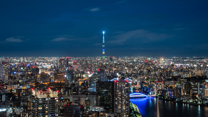 Obraz premium Tokyo Skytree with Tokyo Olympics lightup on opening day