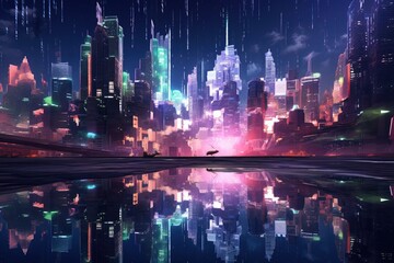 Futuristic Holographic Smart City Background using generative AI 