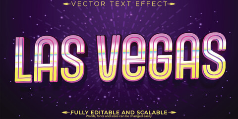 Las Vegas text effect, editable casino and glamorous customizable font style