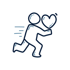 Hand drawn humans give love doodle illustration. humans give love doodle icon.