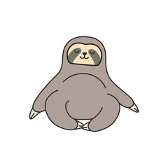 Cute cartoon sloth. Vector illustration isolated on white background.