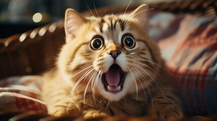 surprised cat make big eyes. American shorthair surprised cat or kitten funny face big eyes, cute, domestic, kitten, feline, Emotional surprised, kitty, wow