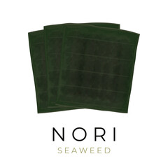 Green Japanese dried nori sheet vector illustration logo