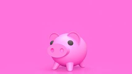 The pink piggy bank for earn or saving concept 3d rendering..
