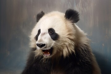 Obraz premium Studio portrait of a depressed panda, concept of Loneliness