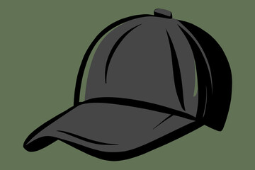 Set of black front and side view hat baseball