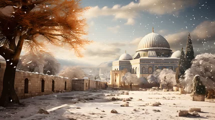 Foto op Plexiglas Beautiful picture of Al-Aqsa mosque in winter with the snow © Altair Studio