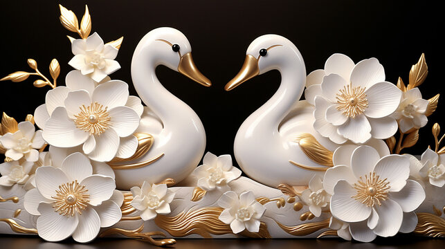 two swans HD 8K wallpaper Stock Photographic Image 