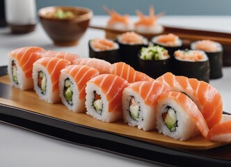 Delicious sushi set on the table 
