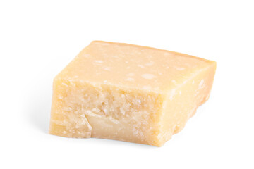 Piece of delicious parmesan cheese isolated on white