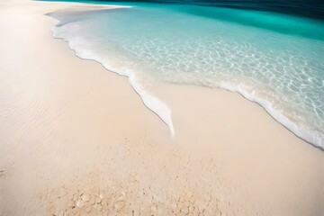 A deserted beach with white sand and crystal clear waters