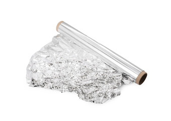 Roll of aluminum foil isolated on white