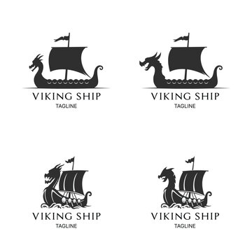 Viking ship logo, scandinavian logo