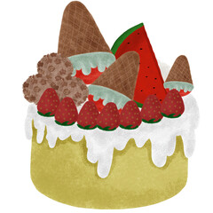 A cake made with dessert and fruit.
