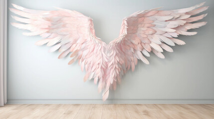 Pair of Pink and White Angel Wings Background