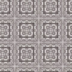 Traditional grey mosaic seamless pattern print. Fabric effect mexican patchwork damask grid Square shape symmetrical background textile . Creative colorful graphic design.