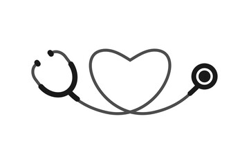 Stethoscope icon with heart shaped. Love health symbol concept. Vector illustration.