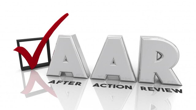 AAR After Action Review Check Mark Box Improvement Process Questions Answers 3d Animation
