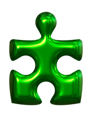 Obraz premium Single green puzzle piece stock illustration isolated on white background.
