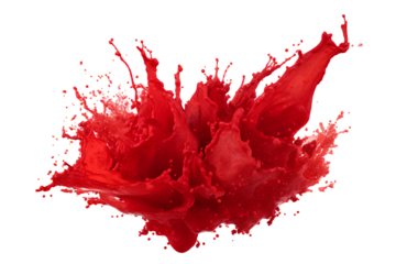 powerful explosion of splash red water, white lighting on white isolated background