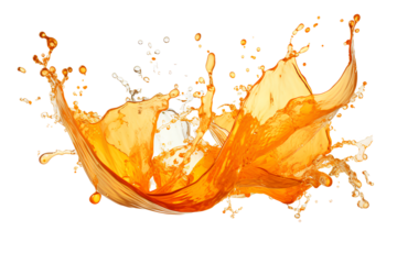 powerful explosion of splash orange water, white lighting on white isolated background