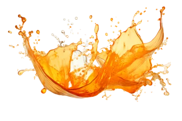 Fotobehang powerful explosion of splash orange water, white lighting on white isolated background © sirirat