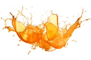 powerful explosion of splash orange water, white lighting on white isolated background
