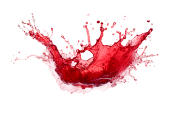 powerful explosion of splash red water, white lighting on white isolated background