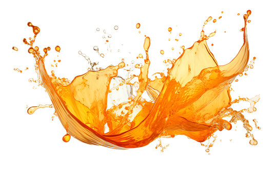 powerful explosion of splash orange water, white lighting on white isolated background