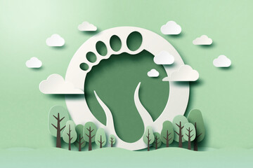 Carbon Footprint icon. Ecology and environment sustainable development concept design. Paper cut vector illustration.